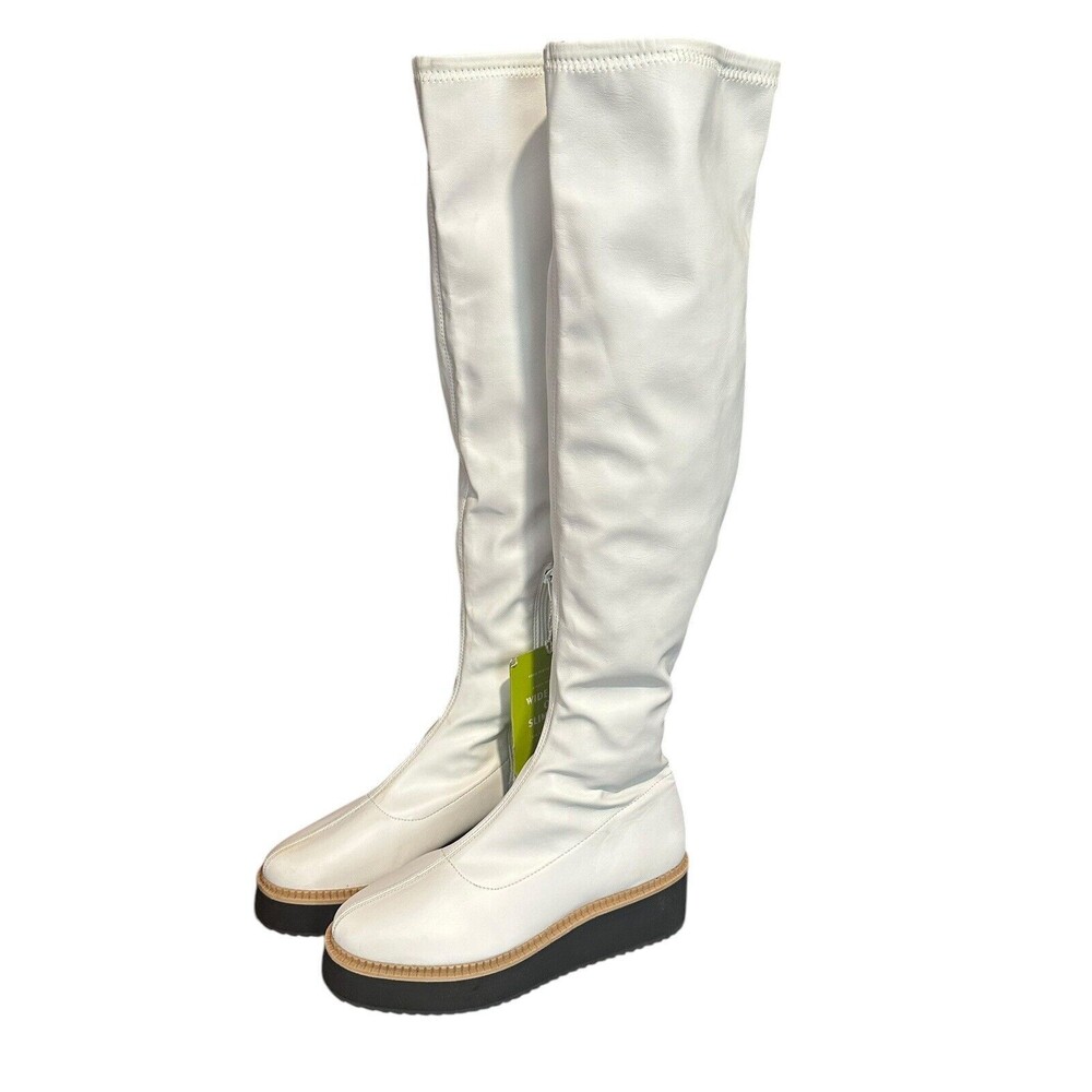 New Gianni Bini Sz‎ 7 Marfisia Platform Over-Knee-Boot White Lightweight #S131-5